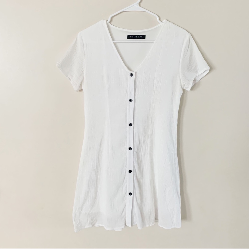 White Fox boutique button up mini dress white size small